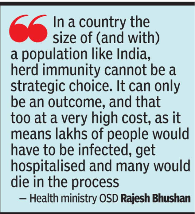 Herd immunity not an option for India: Government Herd immunity not an option for India: Government