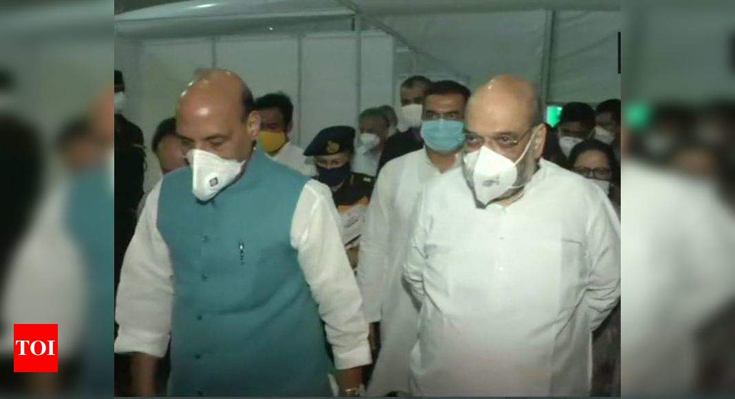 Amit Shah, Rajnath visit newly-created 1,000-bed Covid-19 hospital