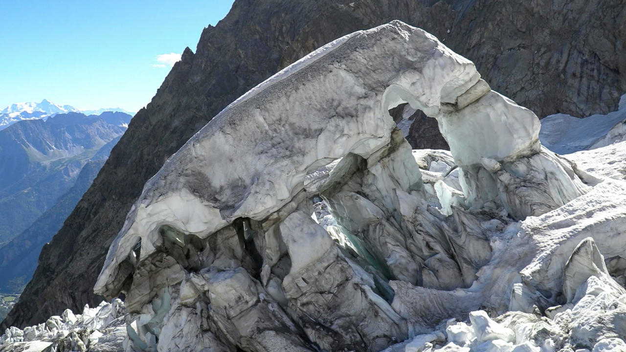 Forced evacuations as glacier the size of a football pitch threatens Italian valley
