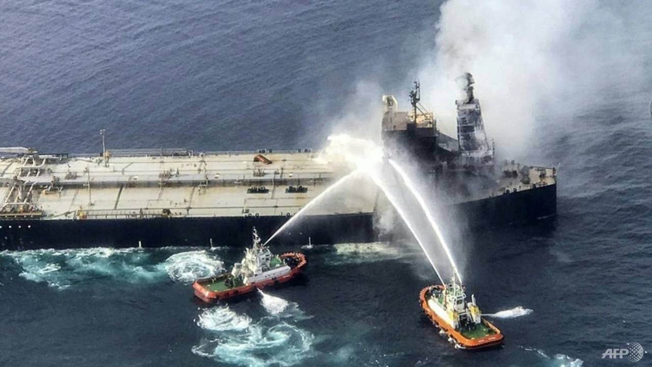 Stricken oil tanker pushed further away from Sri Lanka